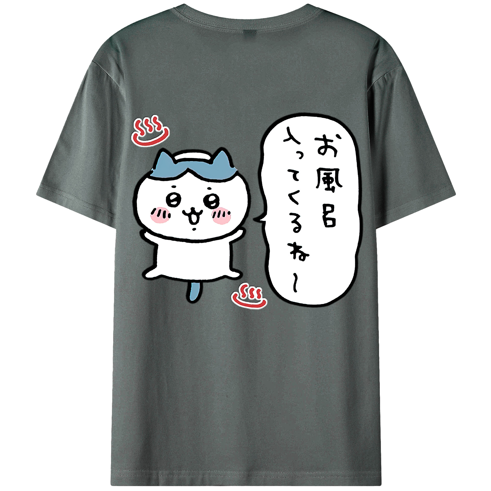 （画像用） ちいかわ ハチワレ Chii-kawa hachiware 綿100％ メンズ半袖Tシャツ（バックプリント） 通気性